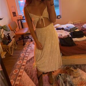 Cream Tie-Front Maxi Dress